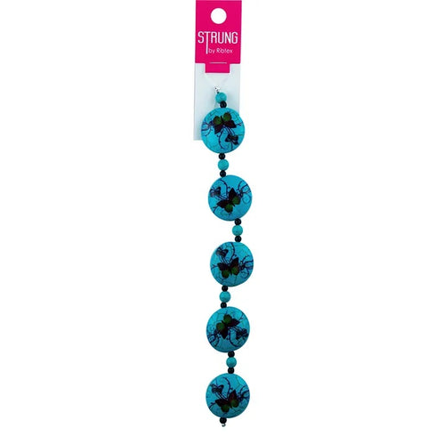 Flat Round with Butterfly Design Stone Strung Beads
